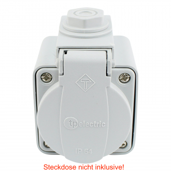 Preview: Aufputzgehäuse für Anbausteckdose mit Klappe IP54